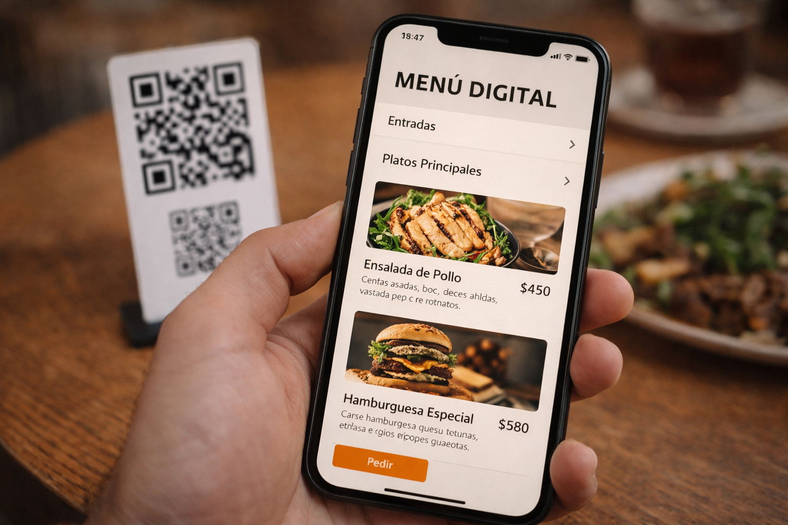 Menú con QR para compartir